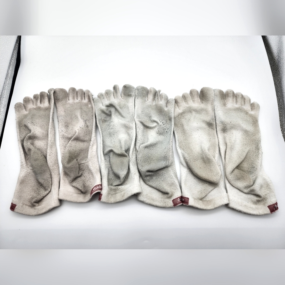 Lot of 3 pairs of Injinji Performance Toesocks Mens Size Large Mini Crew White